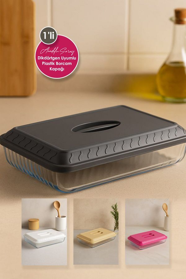 Anadolu Saray-1 Piece Rectangular Compatible Plastic Pyrex Lid Durable Freshness Preserving Convenient to Carry Pyrex Lid 1