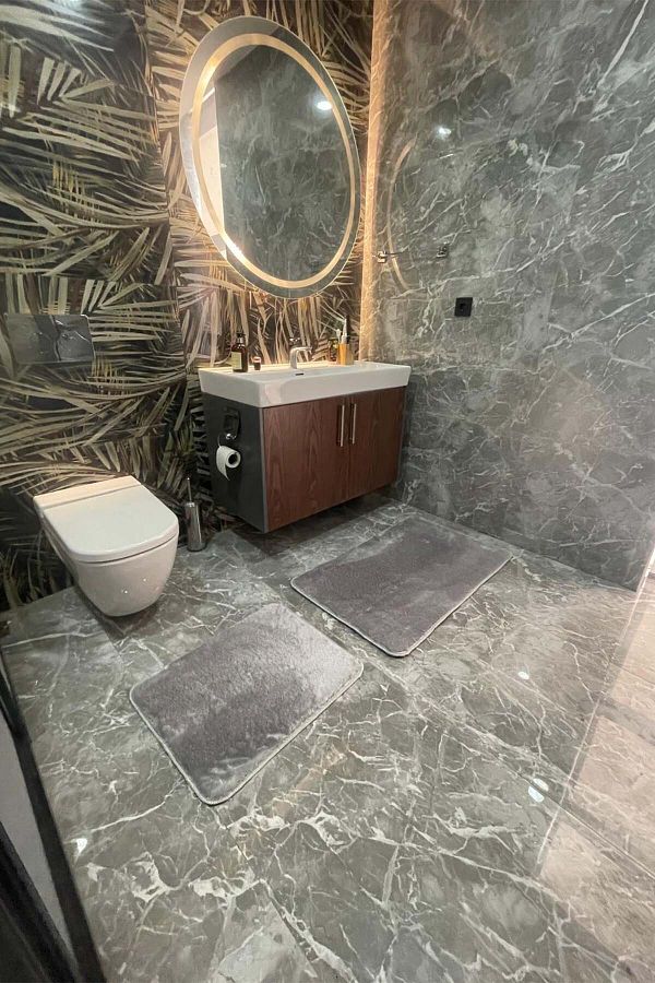 tropikal home-Σετ 2 πλενόμενη αντιολισθητική βάση μετά το μπάνιο Μοκέτα βελούδινο σετ τουαλέτας 1