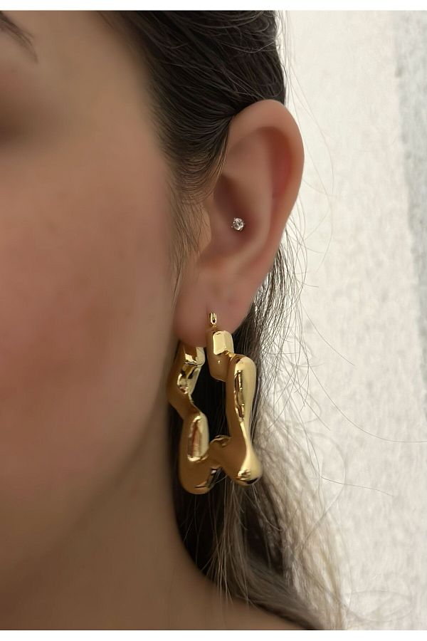 MyladyAccessoriess-Medium Size Star Hoop Earrings (Steel) 1