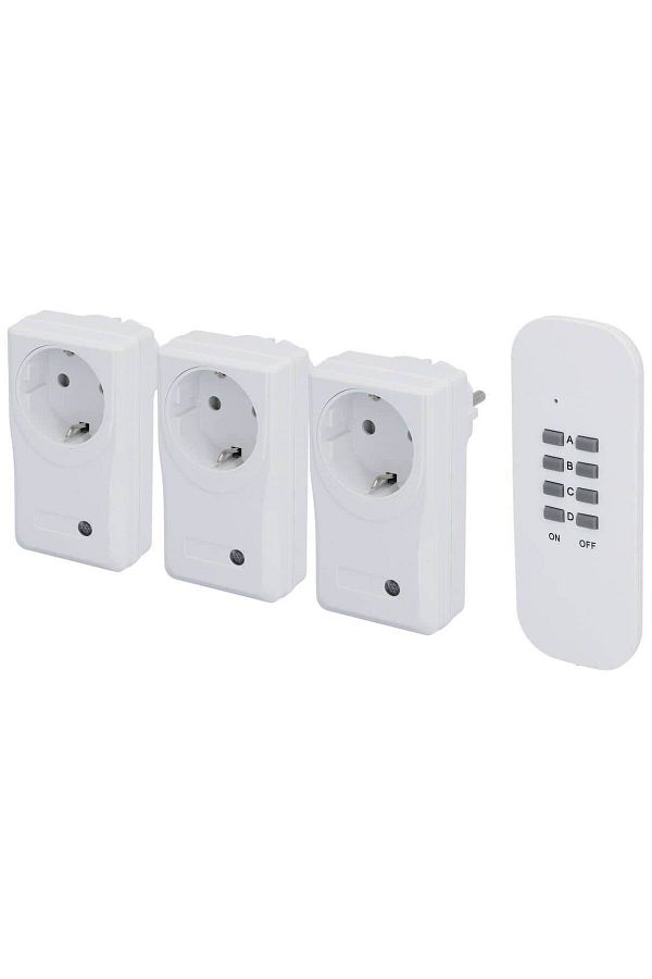 Unitec-Set of 3 Sockets with Remote Control, 1