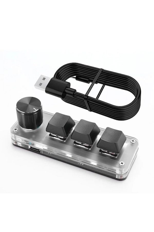 OEM-Mini Mechanical Macro Keyboard for Gaming, 3 Keys, 1 Potentiometer, Programmable, USB Connection, Bl 1