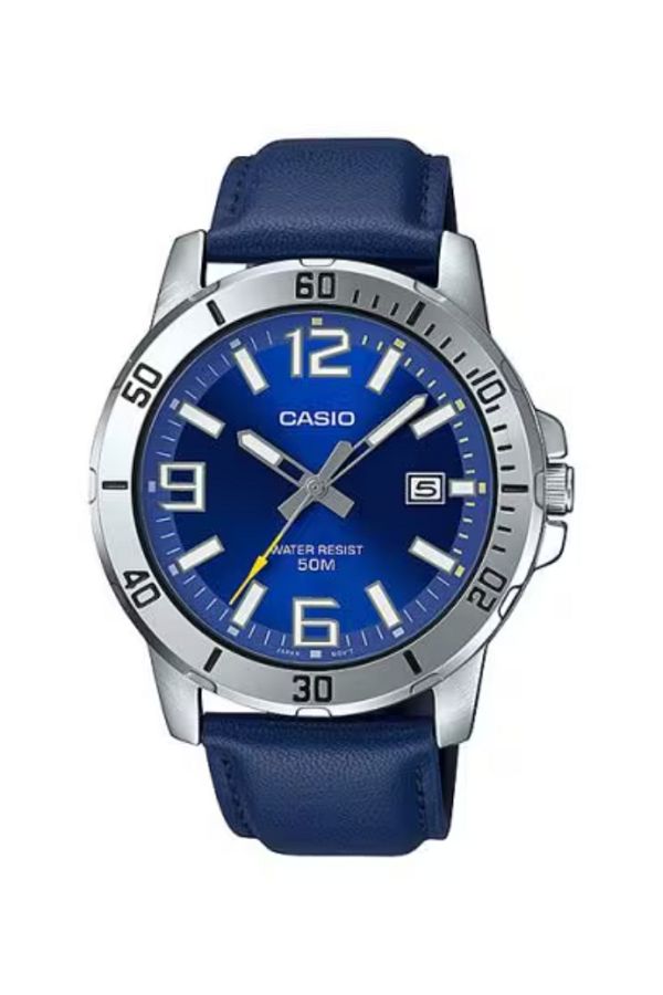 Casio-CASIO Men's Analog Blue Dial Watch - MTP-VD01L-2BVUDF 1