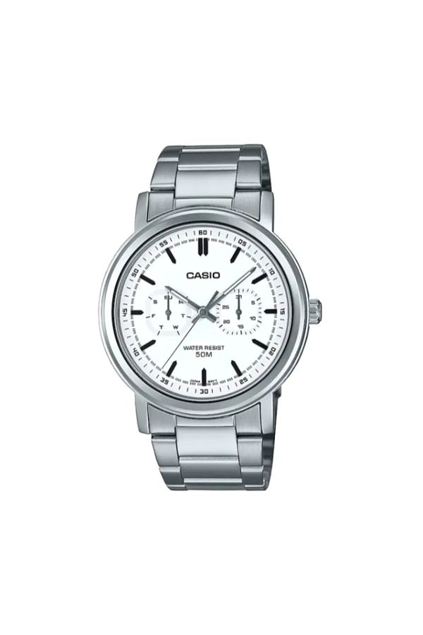 Casio-CASIO Men's Analog White Dial Watch - MTP-E335D-7EVDF 1