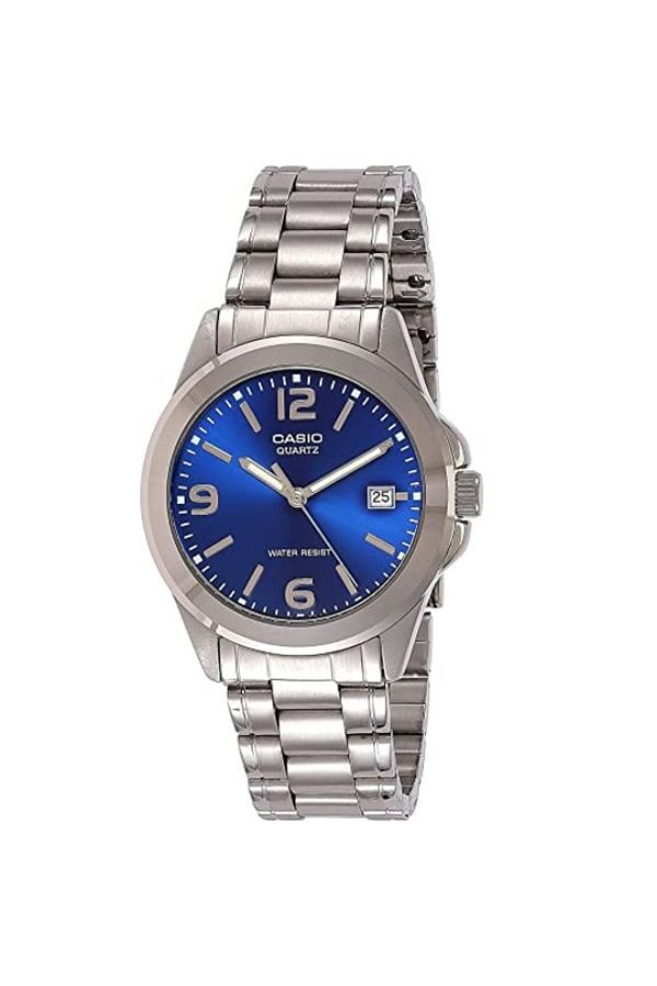 Casio-ساعة كاسيو النسائية التناظرية ذات الميناء الأزرق - LTP-1215A-2A 1