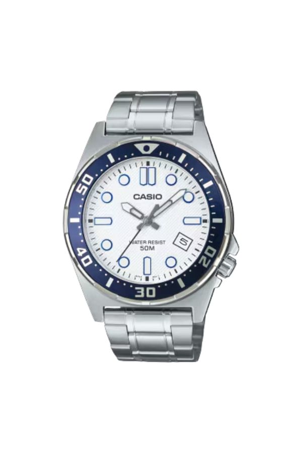 Casio-ساعة كاسيو للرجال بمينا أبيض تناظرية - MTD-135D-7AVDF 1