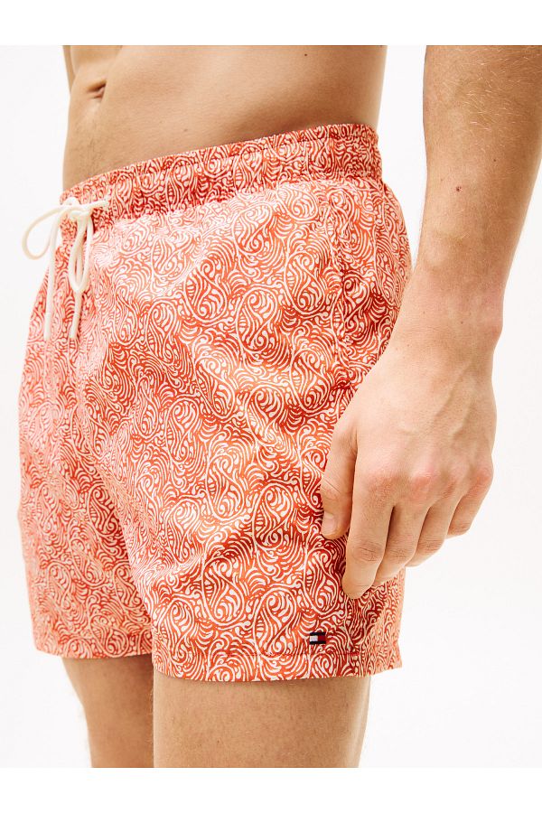 Tommy Hilfiger-Medium Drawstring Print Orange Men's Shorts 1