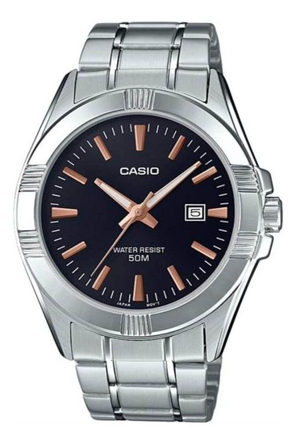 Casio-ساعة كاسيو للرجال بمينا أسود تناظرية - MTP-1308D-1A2 1