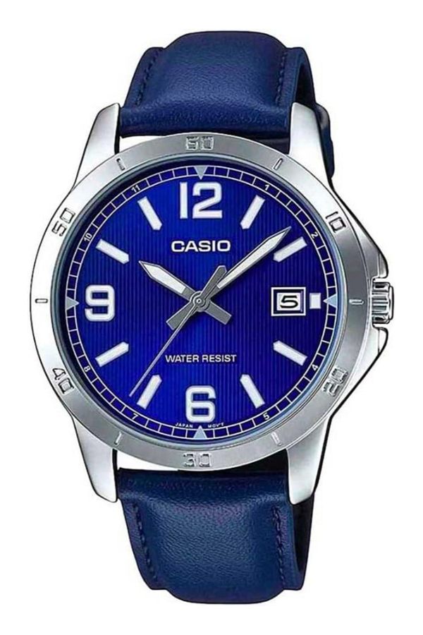 Casio-ساعة كاسيو للرجال بمينا أزرق تناظري - MTP-V004L-2BUDF 1