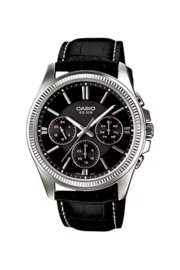 Casio-ساعة كاسيو للرجال بمينا أسود تناظرية - MTP-1375L-1A 1