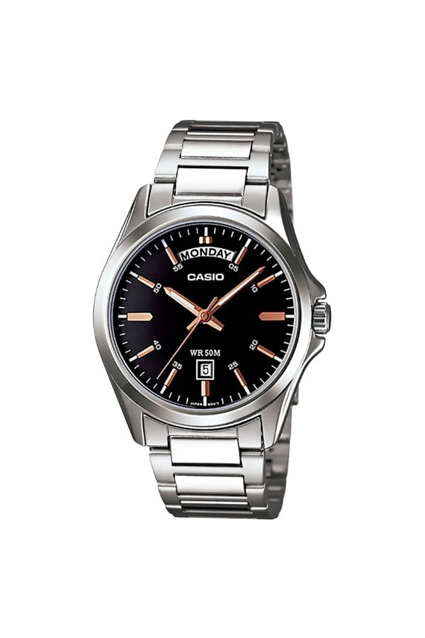 Casio-ساعة كاسيو للرجال بمينا أسود تناظرية - MTP-1370D-1A2 1