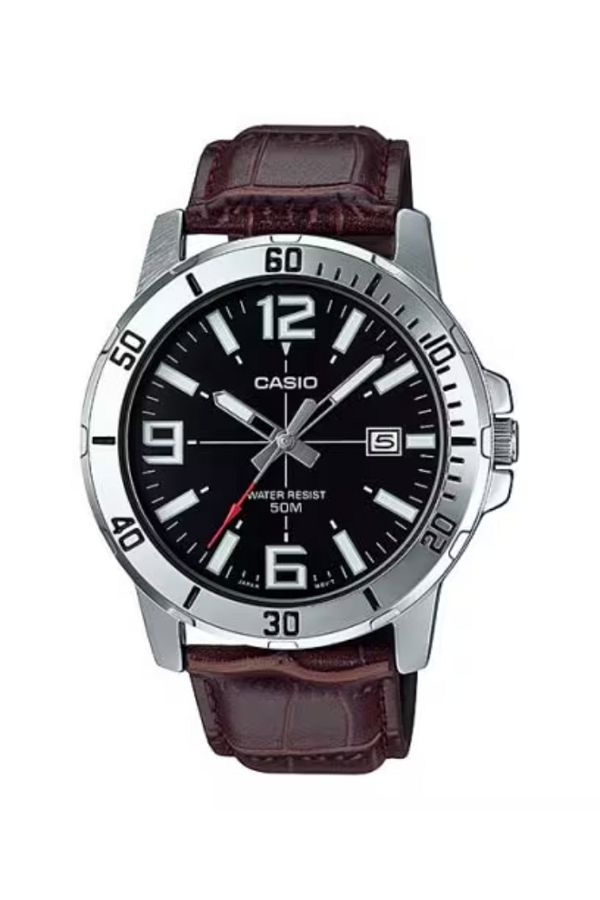 Casio-ساعة كاسيو للرجال بمينا أسود تناظرية - MTP-VD01L-1B 1