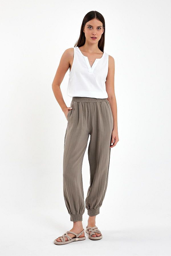 VENA-Γυναικείο παντελόνι Jogger Melly Mink Muslin - φαρδύ 1