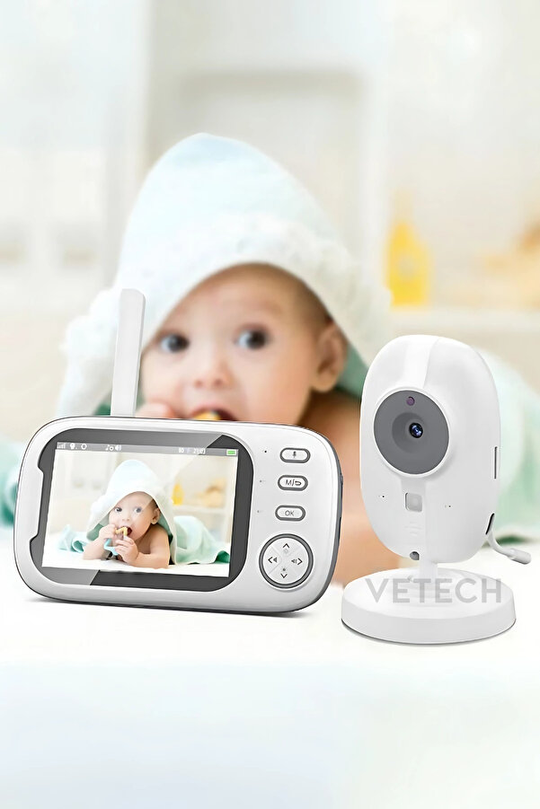 Vetech Bebek Kamerası Lcd Ekranlı Gece Görüşlü Bebek Telsizi Bebek Odası Kamerası Monitörü