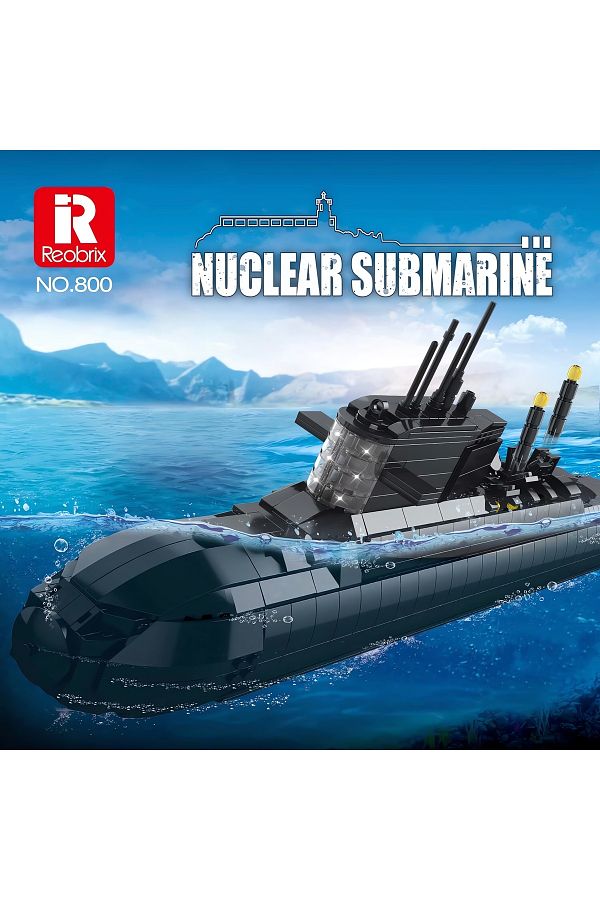REOBRIX-Nuclear Submarine, Technical Block Building Kit, with Led Light (1498 Pieces) 1