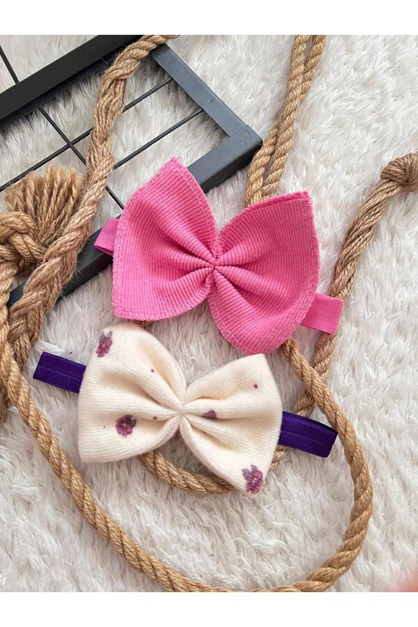 BAHNUR 2'li FiTiLLi RiBABAN BEBEK BANDANA SETi