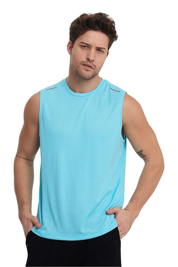 Adams-Men's Crew Neck Reflective Detailed Sleeveless Sports Tank Top 1