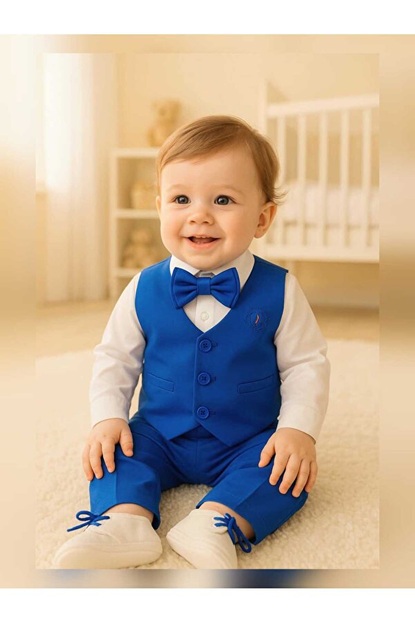 Calide Baby&Kids Erkek Bebek Mevlüt Takımı - Papyon & Kravatlı - Özel Gün Kıyafeti - 7'li Set