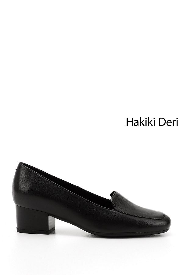 GÖNDERİ(R)-Femei/Fete Pantofi din piele naturală, negri, cu vârf tocit, cu toc gros 1