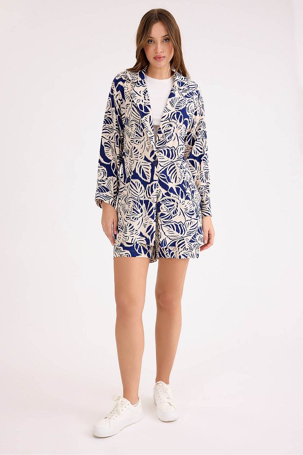 Vitrin-Flower Pattern Single Button Jacket 1