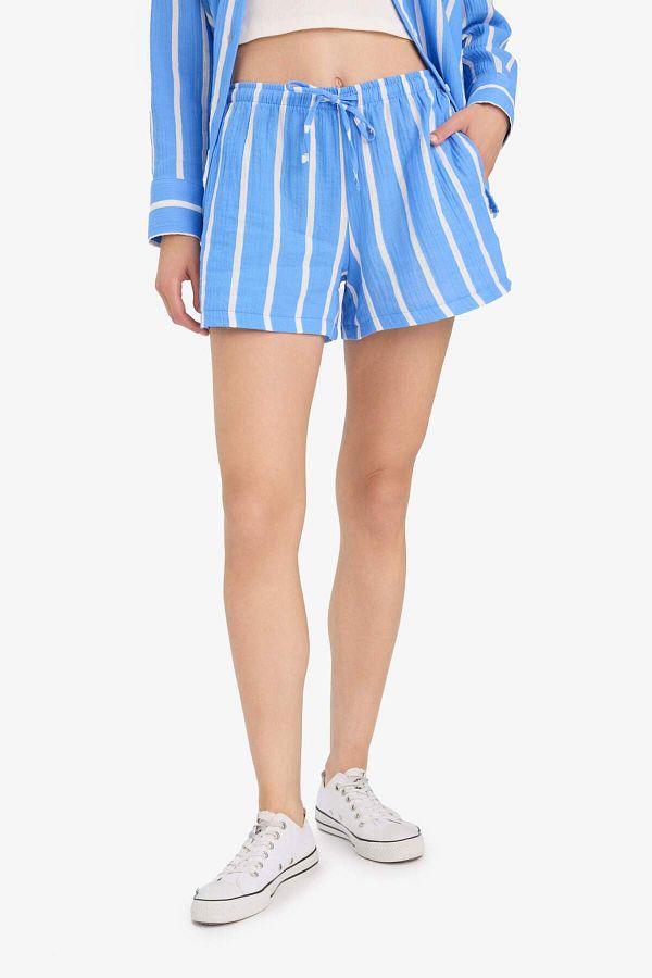 DeFacto-A-Line Regular Waist Short Leg Muslin Shorts F3577Ax25Sm 1