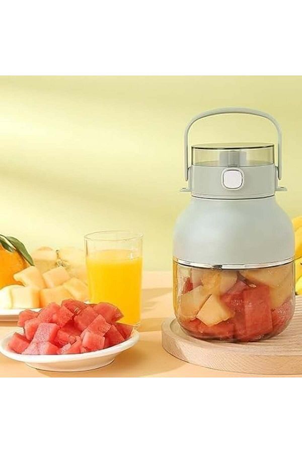 FOXMAG24-Portable Usb Blender, 4 Blades, Rechargeable, With Additional Lid, For Smoothie, Green 1