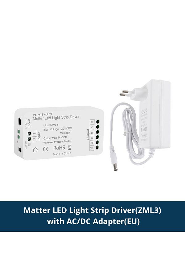 Choice-ZML3 with EU Plug Matter Over WiFi LED Strip Light Controller RGBCW Smart Led Driver Works with Home 1