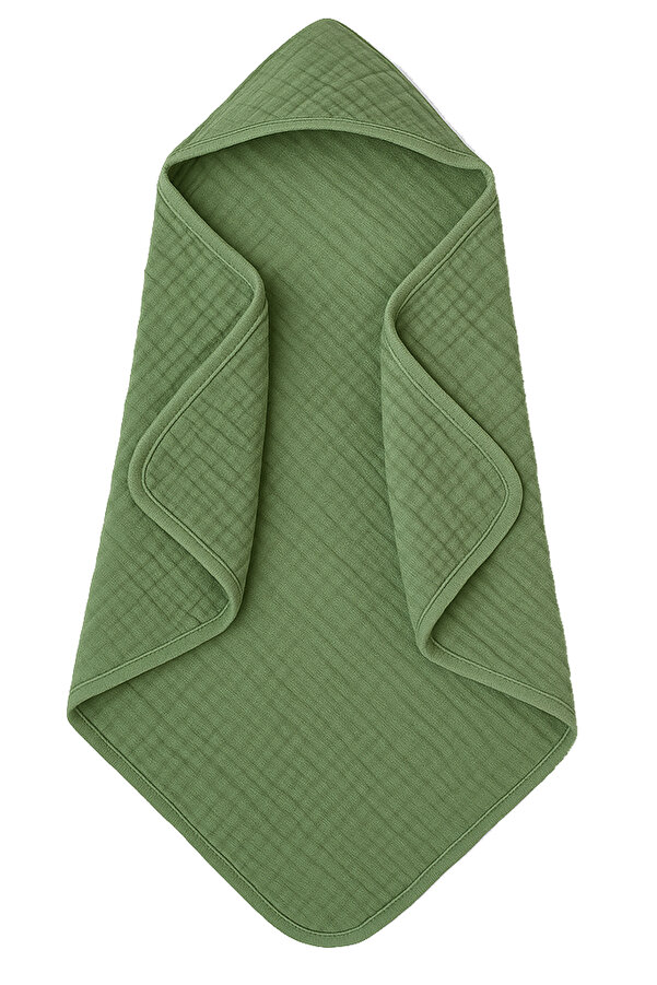 Moky Design Yenidoğan Bebek Müslin Banyo Havlusu Kapüşonlu, 4 Katlı, Kalın, Yumuşak ve Emici %100 Pamuk, 70X70cm