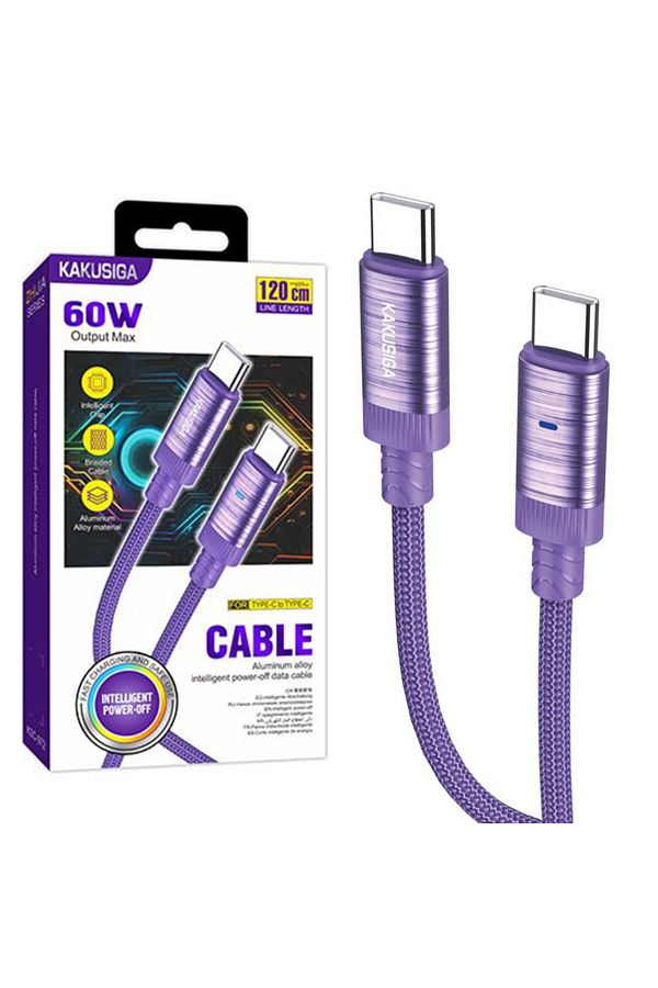 REDz Accessories-Cablu KSC-972, Tip-C la Tip-C, Compatibil cu iPhone 15/16 și Android, Încărcare rapidă 60W, Mov 1