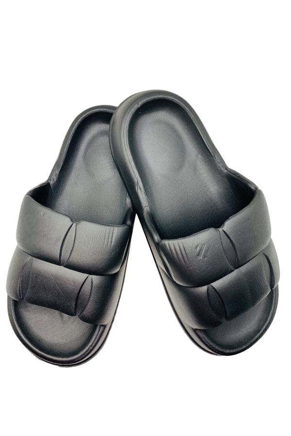 CRACOS-Lightweight slippers for the beach or pool, fluffy pattern, black, size 38-39, 25 centimeters 1