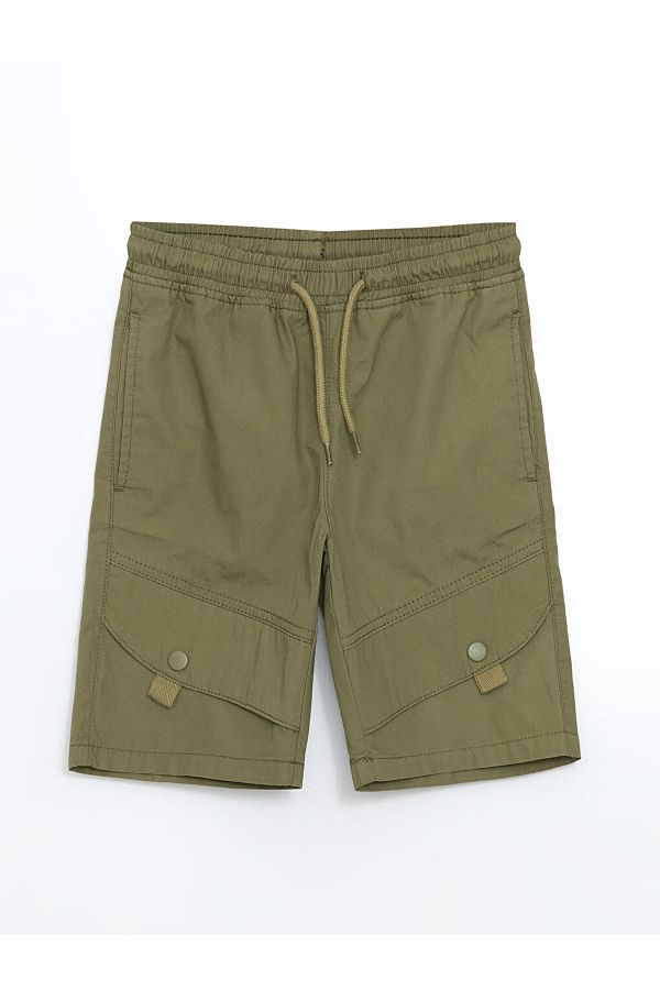 LC Waikiki-Standard Pattern 100% Cotton Gabardine Fabric Boy's Shorts 1
