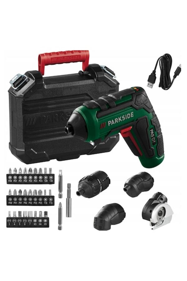 PARKSIDE-Cordless Screwdriver Parkside PAS D7, 4 V, 4 Accessories and Interchangeable Bits 1