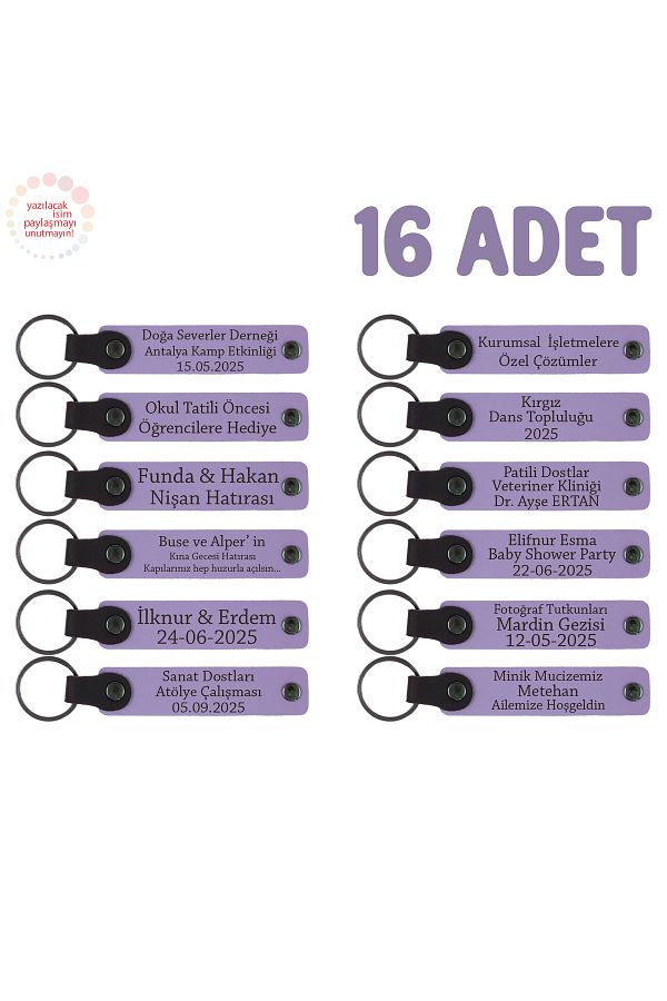 Miaju-Message from Teacher to Students Carne Memory Keychain Set of 16, Gift for the Whole Class, Purple Violet 1