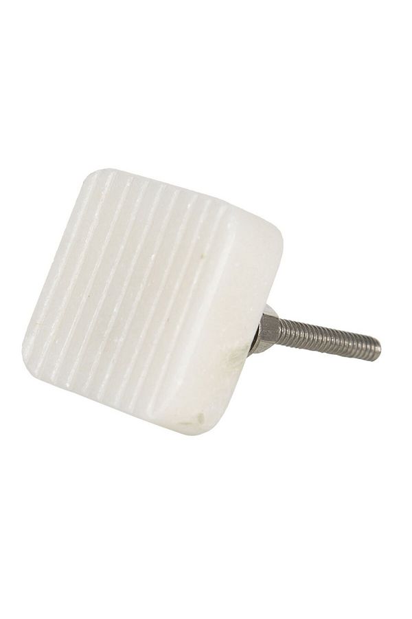 Clayre & Eef-Furniture knob made of iron and white stone 3x3 cm 1