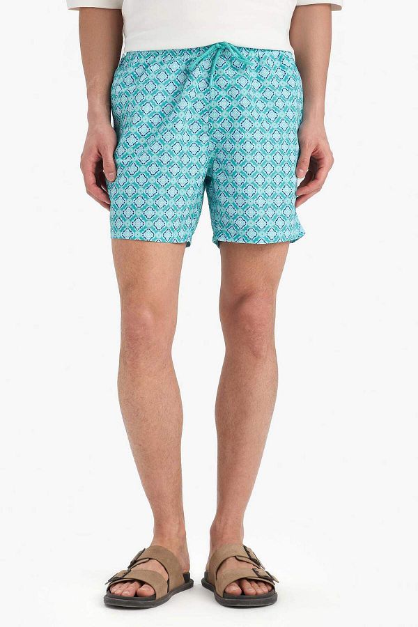 DeFacto-Gemusterte kurze Badeshorts mit Netzfutter E0976AX25HS 1