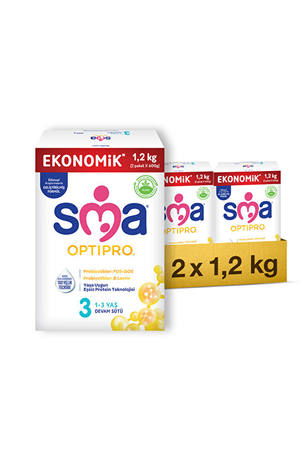 SMA Optipro Probiyotik 3 1- 3 Yaş Devam Sütü 1200 gr X 2 Adet