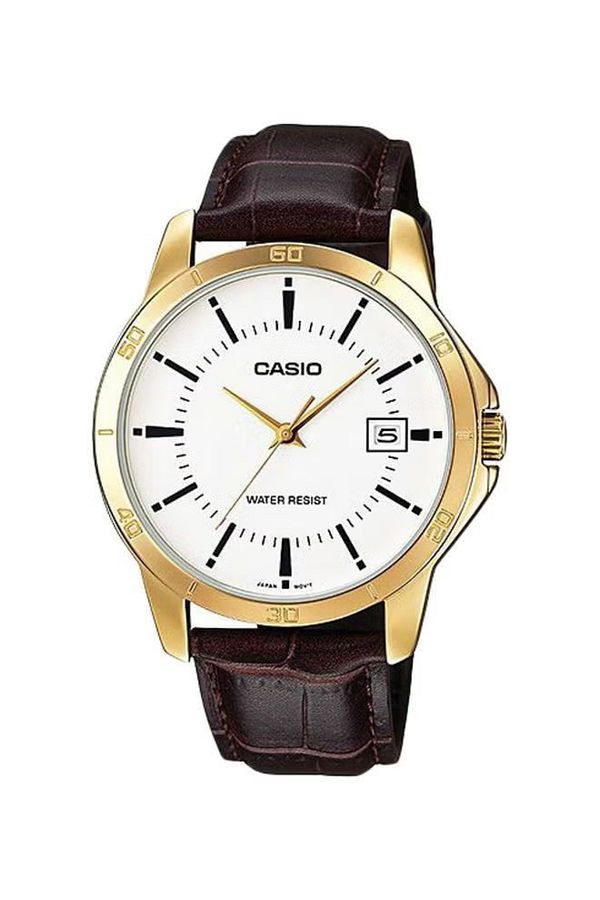 Casio-ساعة كاسيو للرجال بمينا أبيض تناظرية - MTP-V004GL-7A 1