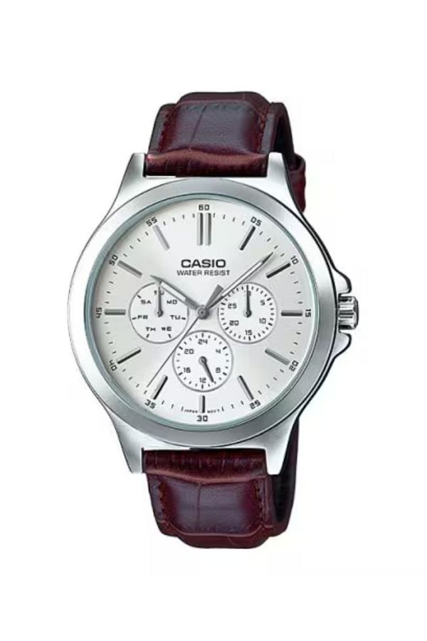 Casio-ساعة كاسيو للرجال بمينا أبيض تناظرية - MTP-V300L-7AUDF 1