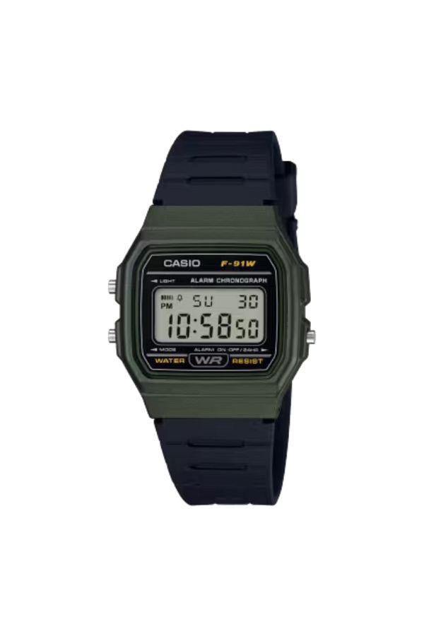 Casio-ساعة كاسيو الرقمية للجنسين بمينا أسود - F-91WM-3A 1