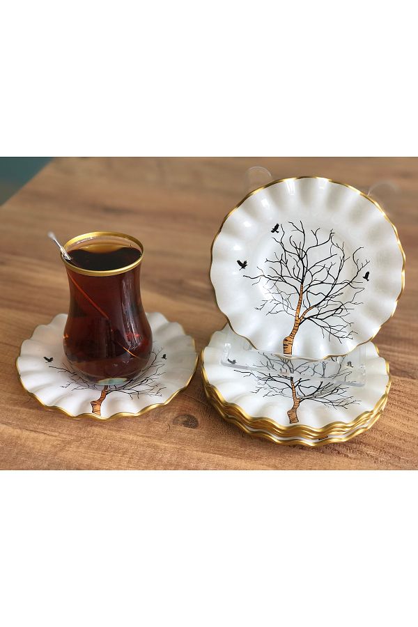 B&M-Tree Patterned Curved Tea Plate 6 Pieces 1