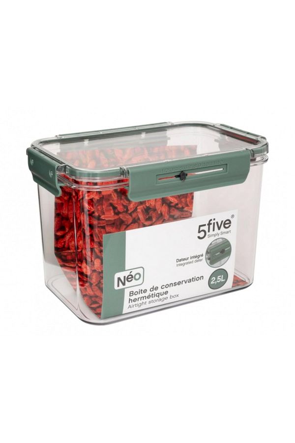 5FIVE-NEO2 food box, airtight, rectangular, plastic, 21 x 14.5 x H 14.2 cm, 2.5 liters 1