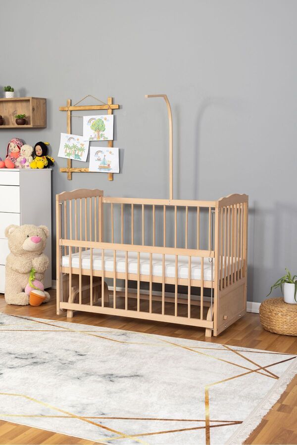 Bamgidoo Ahşap Beşik Anne Yanı Bebek Beşik Organik (BOYASIZ) 60x120 - Uyku Setsiz Tek Yataklı