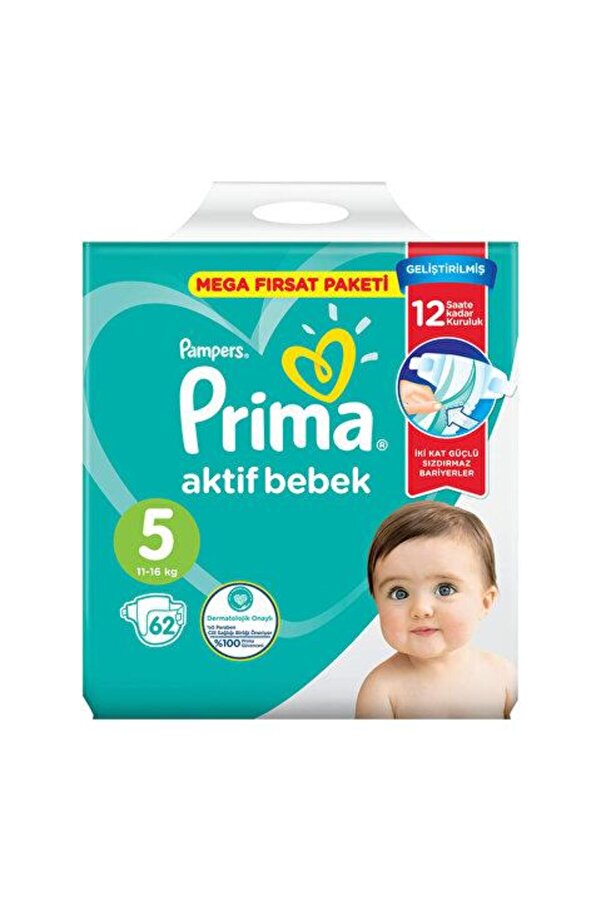 Prima Aktif Bebek Bezi No:5 Junior 62 Adet 11-16 Kg