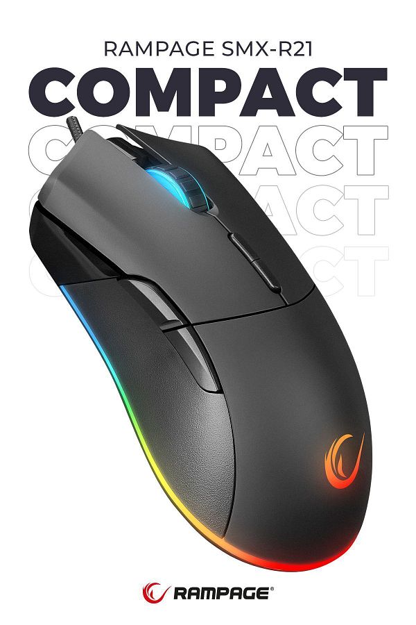 Rampage-Mouse Gaming Smx-r21 Compact, Rgb, Senzor Instant A825, 7200 Dpi/1000hz, 7 Butoane, Programabil 1
