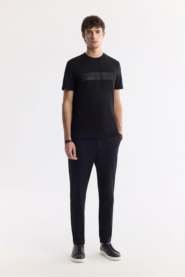 Avva-Men's Black Slim Fit Classic Waist Cotton Soft Buttoned Chino Pants A51Y3078 1