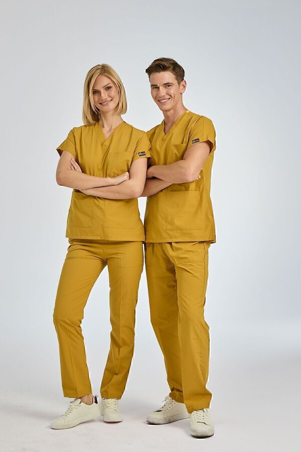 ÇİZGİ MEDİKAL Dr Grays Terikoton Mustard Униформа за лекарска