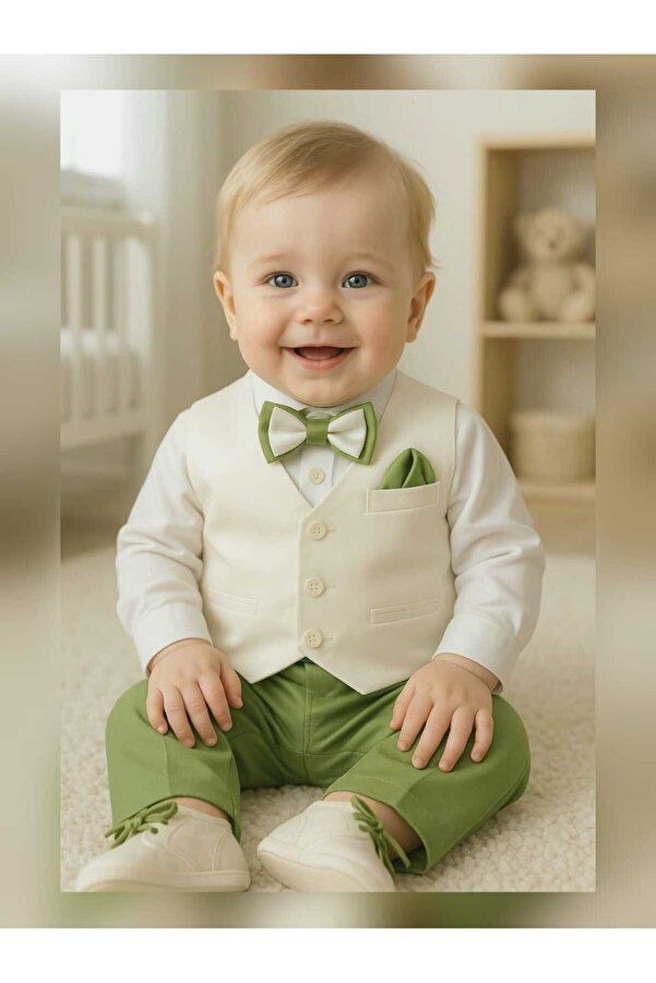 Calide Baby&Kids Erkek Bebek Mevlüt Takımı - Papyon & Kravatlı - Özel Gün Kıyafeti - 7'li Set