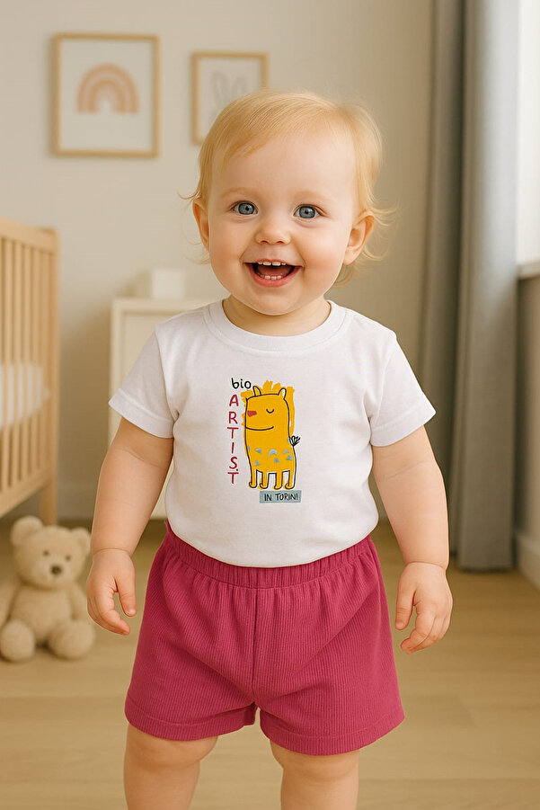 Melekpare Kız Bebek & Çocuk Şortlu Yazlık 2li Tişört Şort Takım %100 Pamuk