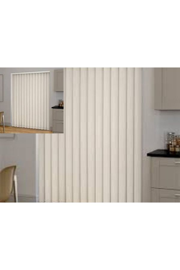 Özel Jaluzi-Full Open and Full Covered Cream Vertical Curtain - Rotatable Fabric 1