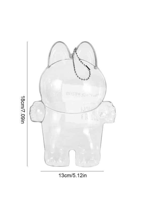 Choice-A For Labubu Transparent Protective Cover Plush Dolls Display Storage Case Monster Toy Cute Elf Dol. 1