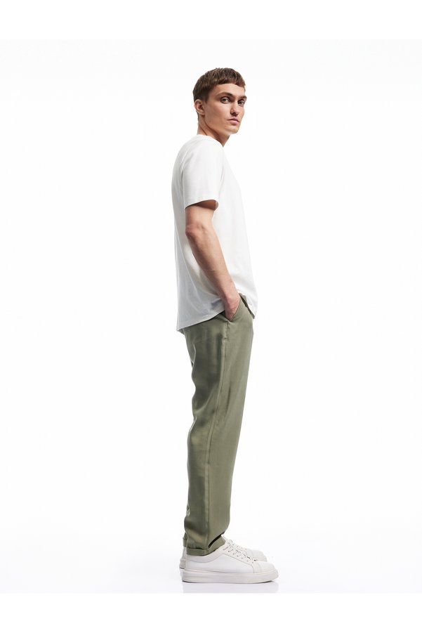 Koton Viscose Pocket Detailed Rayon Tapered Waist Lace-Up Trousers